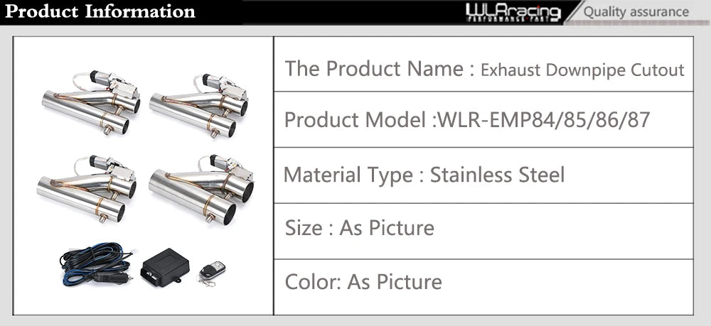 Universal Stainless Steel Dual-Valve Electric Exhaust Downpipe Cutout With Remote