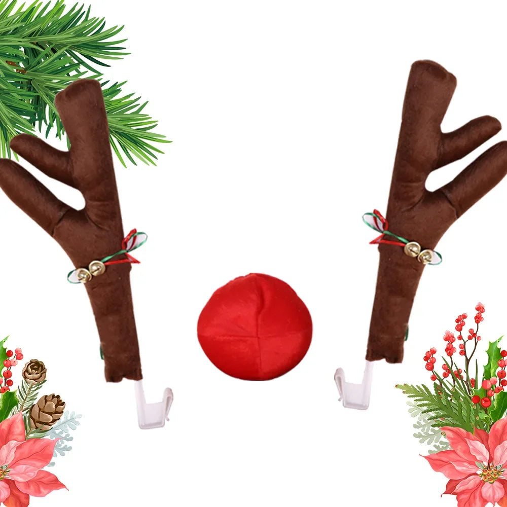 Christmas Car Decoration Kit — Reindeer Antlers & Nose