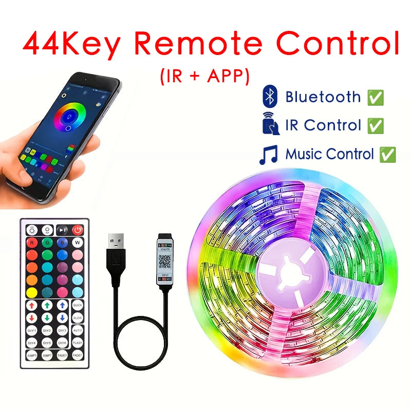 USB RGB LED Strip Light — App / IR / Bluetooth Control, TV Backlight & Home Ambient