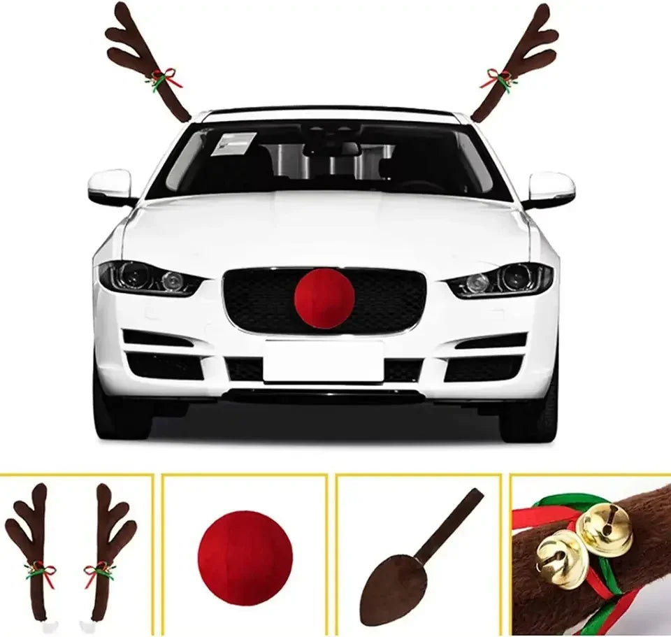 Christmas Car Decoration Kit — Reindeer Antlers & Nose