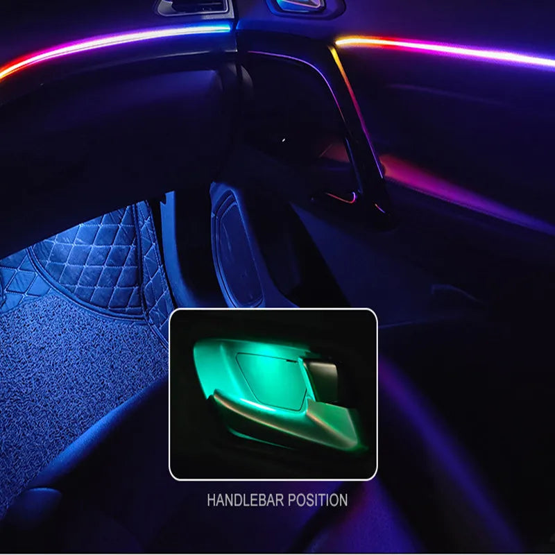 Universal Symphony RGB LED Car Ambient Light — 64 Colour Acrylic Guide Strip, 6 / 10 / 18-in-1