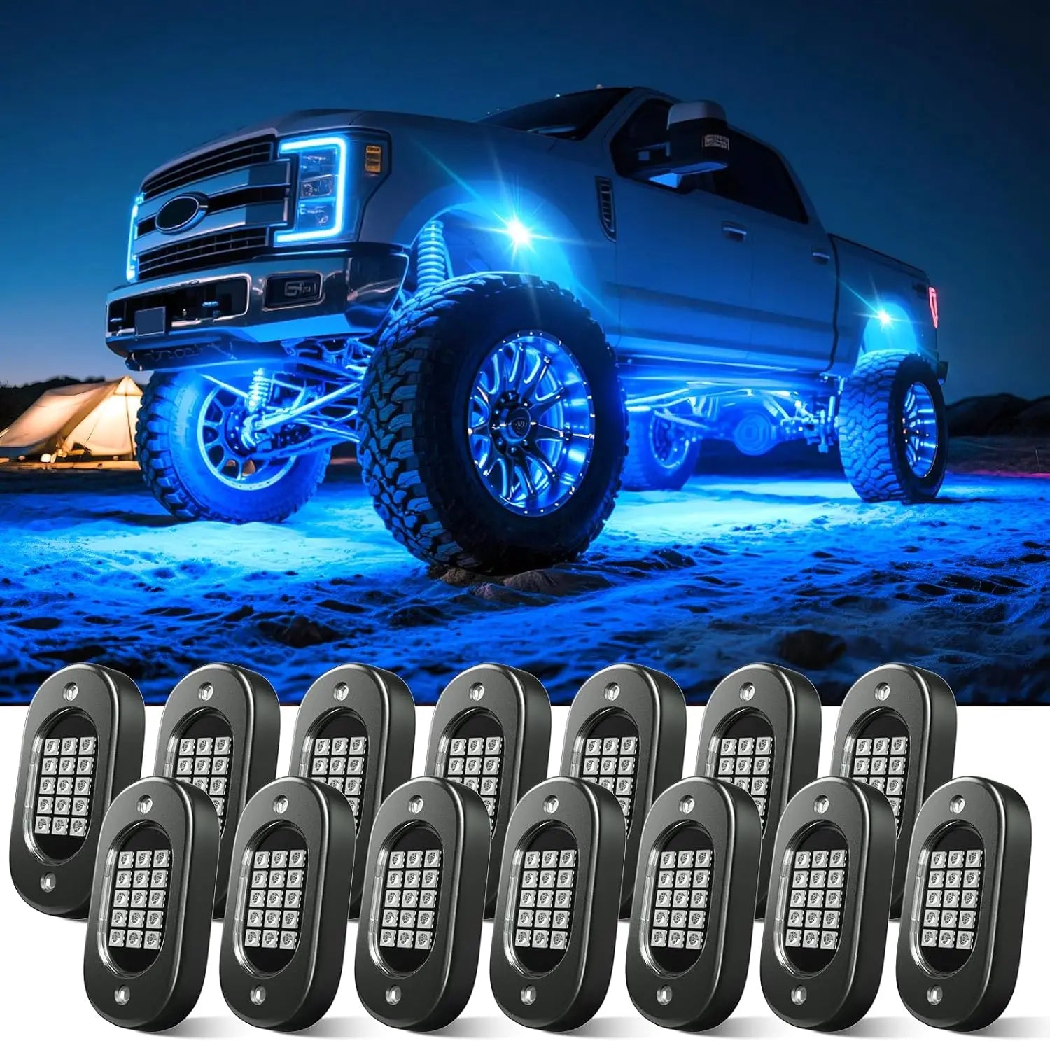 Honalia RGB LED Rock Lights — 4 / 6 / 8 / 10 / 12 Pod Kit, App Control, IP68