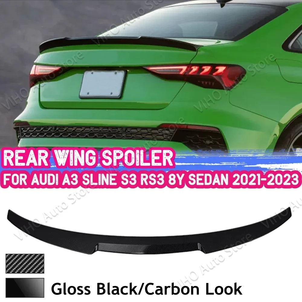 Audi A3 Sline S3 RS3 8Y Sedan 2021 - 2023 Spoiler Glossy Black / Carbon Fiber