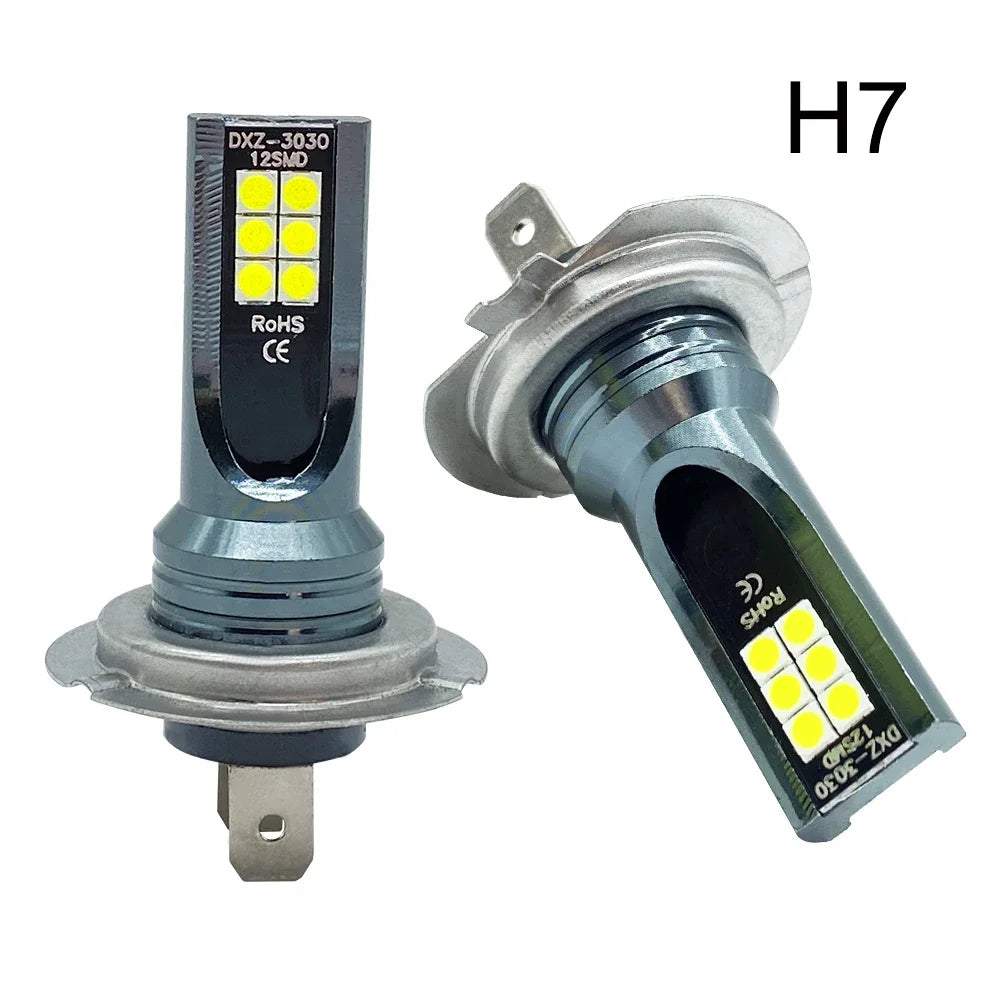LED Headlight & Fog Light Bulbs — H1 H3 H4 H7 H8 H9 H10 H11 9005 9006, 12000LM 80W 12V (Pair)