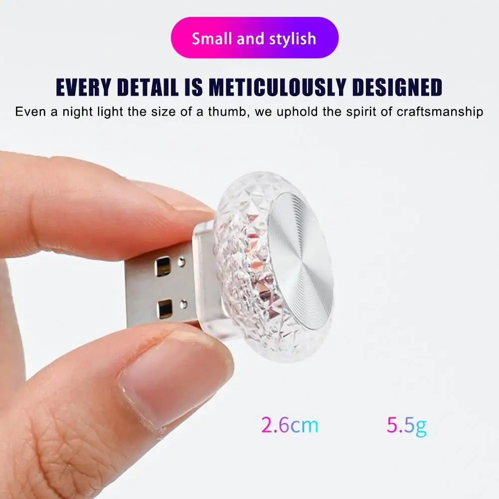 Portable USB Mini LED Car Ambient Light — Plug & Play Interior Atmosphere Lamp