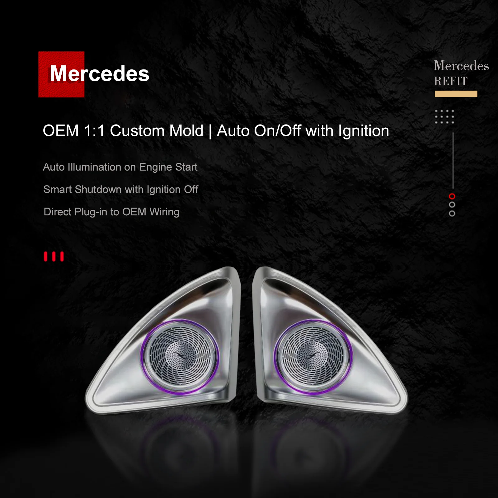 Mercedes-Benz 4D Rotating Tweeter Speaker — 64 Colour LED, W213 W205 X253 W222 W223 W206