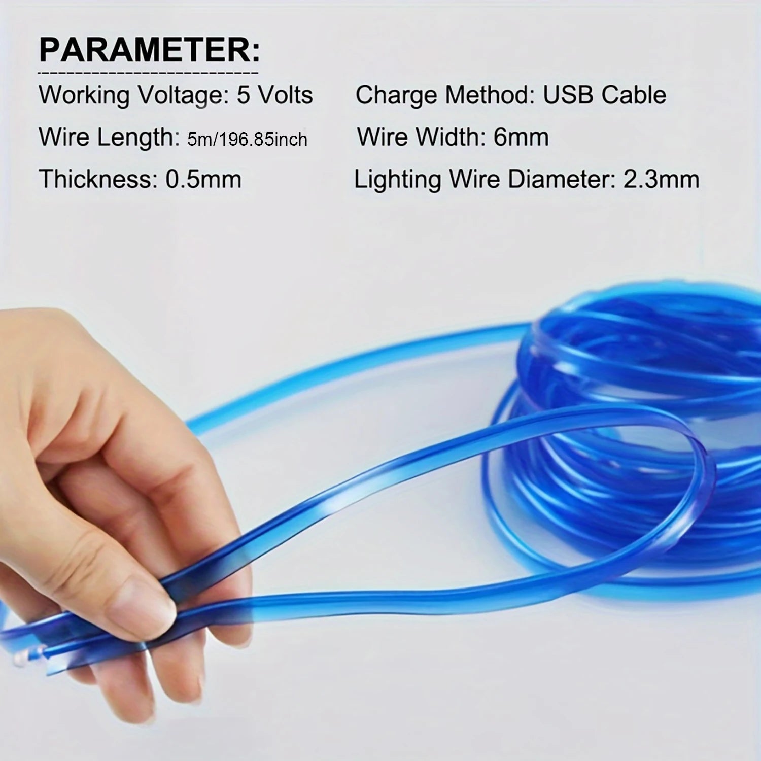5m EL Wire Car Interior Ambient Light Strip — USB DIY Dashboard & Console