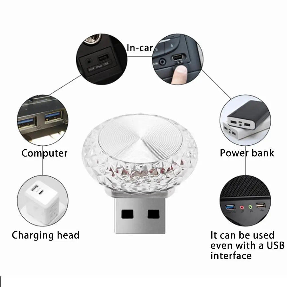Portable USB Mini LED Car Ambient Light — Plug & Play Interior Atmosphere Lamp