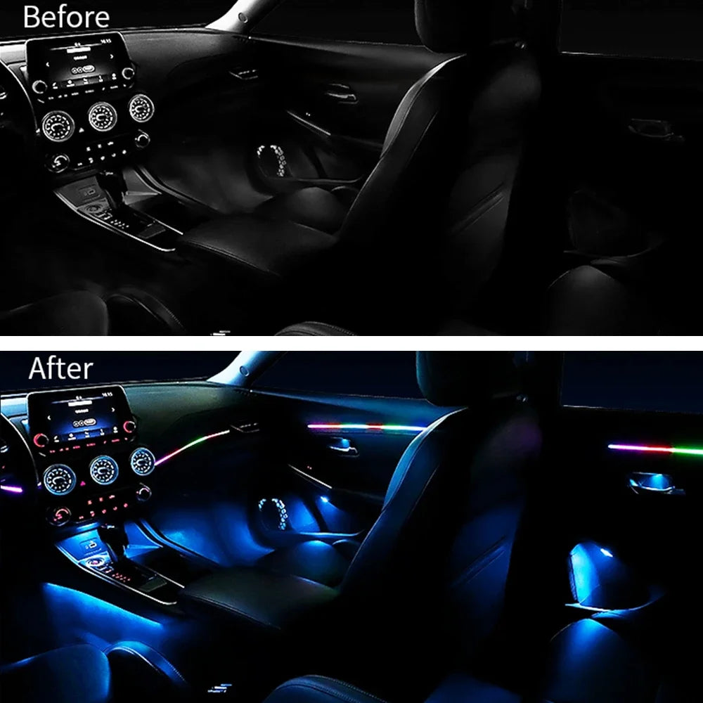 18-in-1 Full Colour Streamer RGB Car Ambient Light — 64 Colour Symphony Acrylic Strip