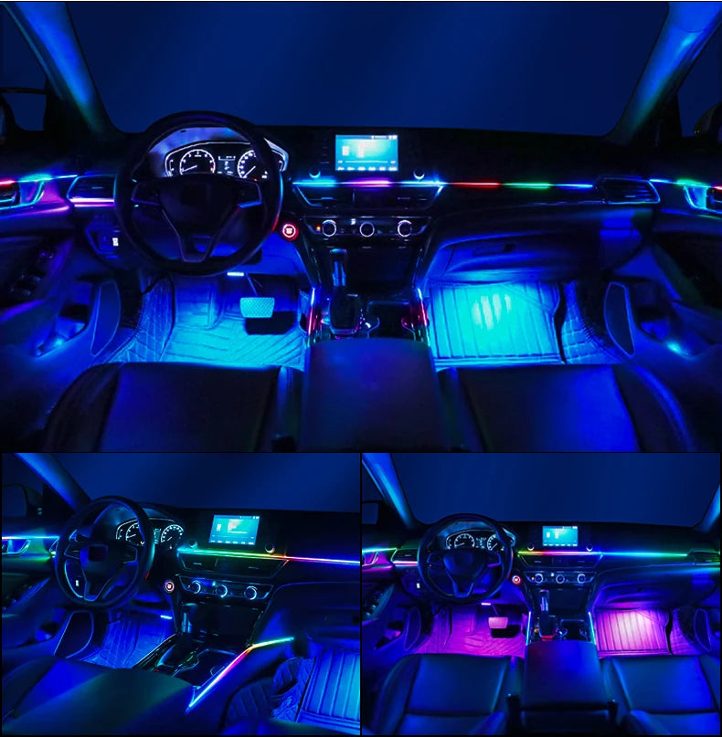 Led Car Ambient Lights RGB Symphony Streamer Bluetooth Rainbow Acrylic Strips