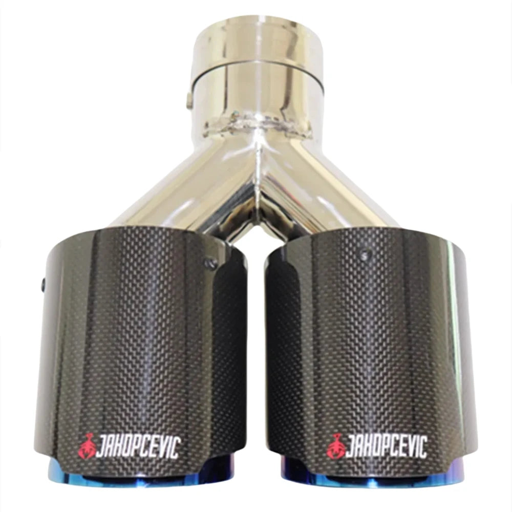 Universal Dual Blue Gloss Carbon Fibre Double Exhaust Tip