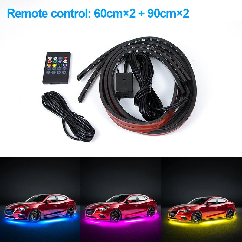 Car Underglow Neon LED Strip Kit — 8 Colour, Sound Active, App & Remote Control