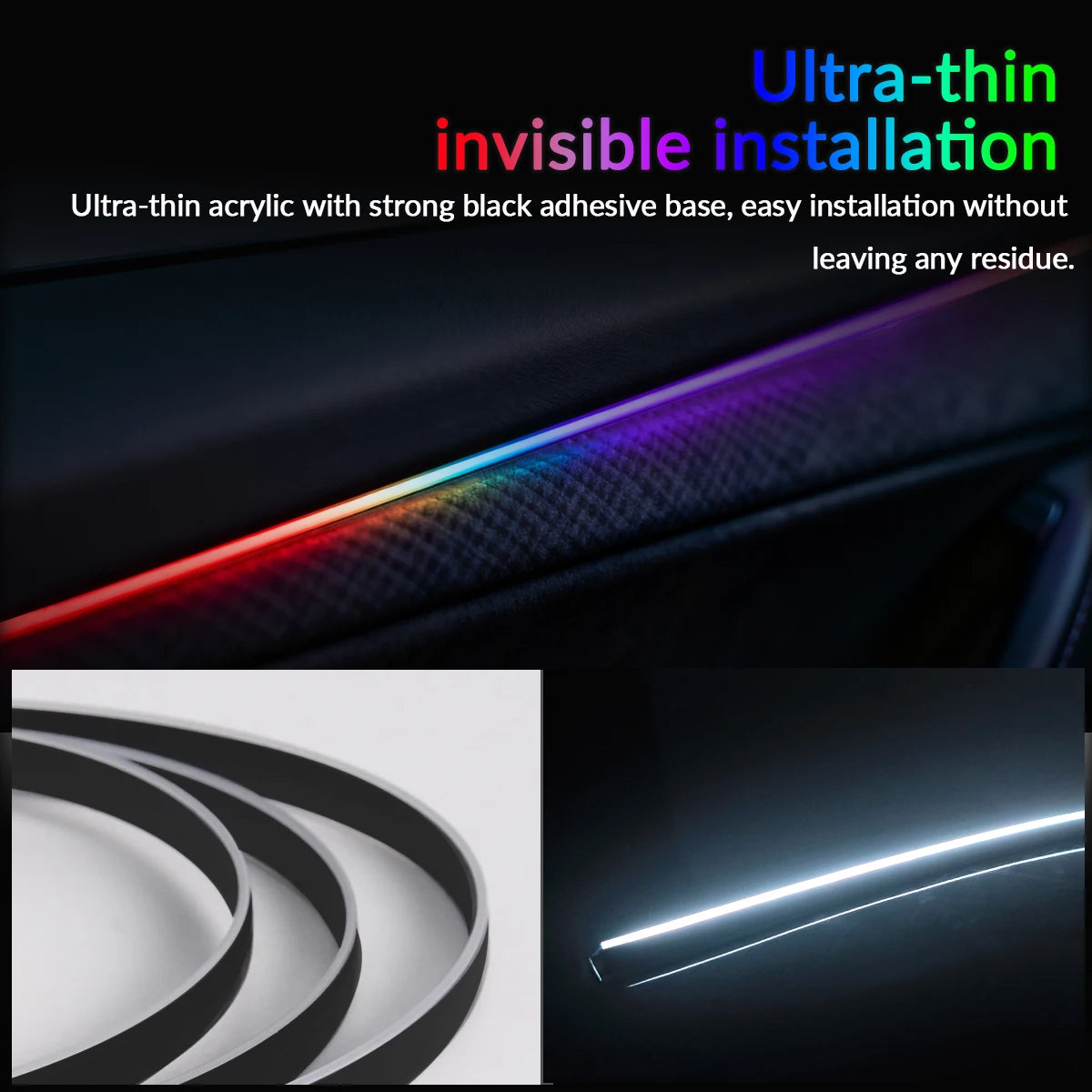 18-in-1 Full Colour Streamer RGB Car Ambient Light — 64 Colour Symphony Acrylic Strip