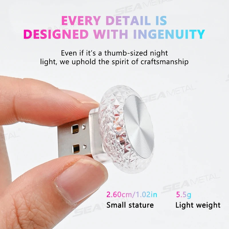 Portable USB Mini LED Car Ambient Atmosphere Lamp — Plug & Play Interior Light