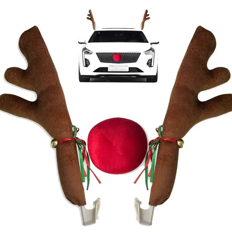 Christmas Car Decoration Kit — Reindeer Antlers & Nose