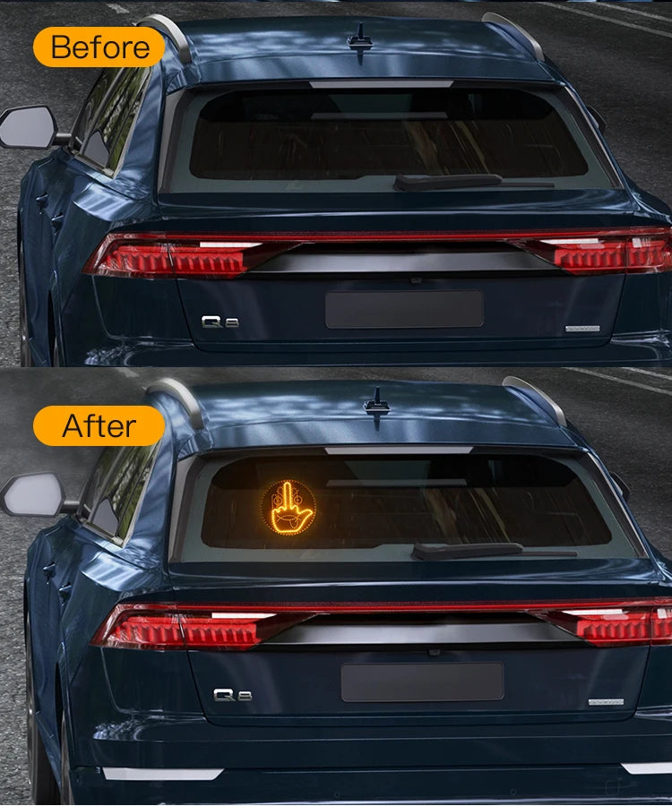 Car LED Gesture Expression Light — Remote Control Middle Finger / Palm Light