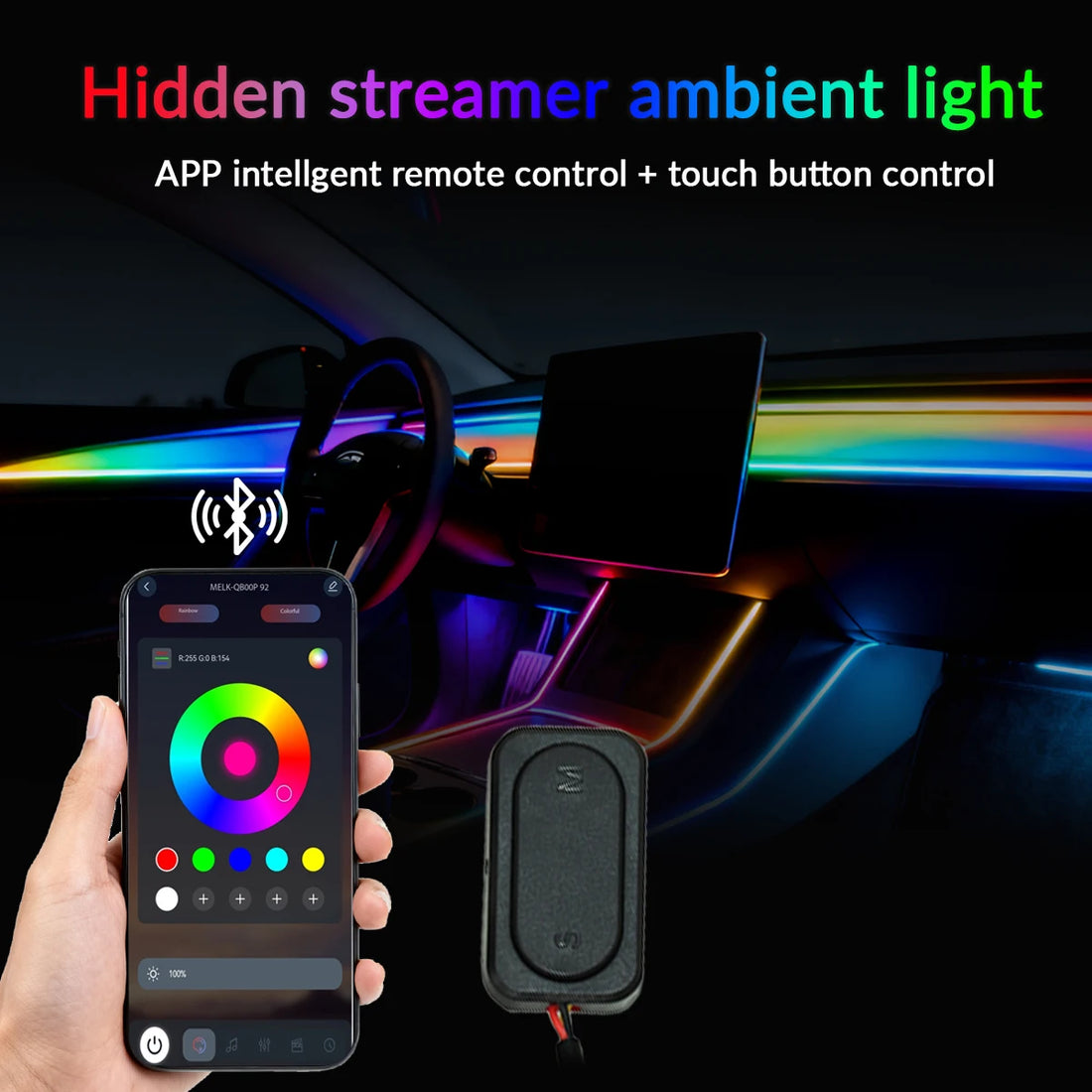 18-in-1 Full Colour Streamer RGB Car Ambient Light — 64 Colour Symphony Acrylic Strip