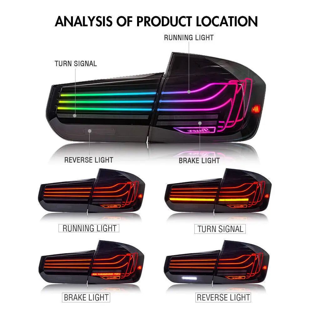 BMW 3 Series F30 / F80 2013–2018 RGB LED Tail Light Assembly — Pair