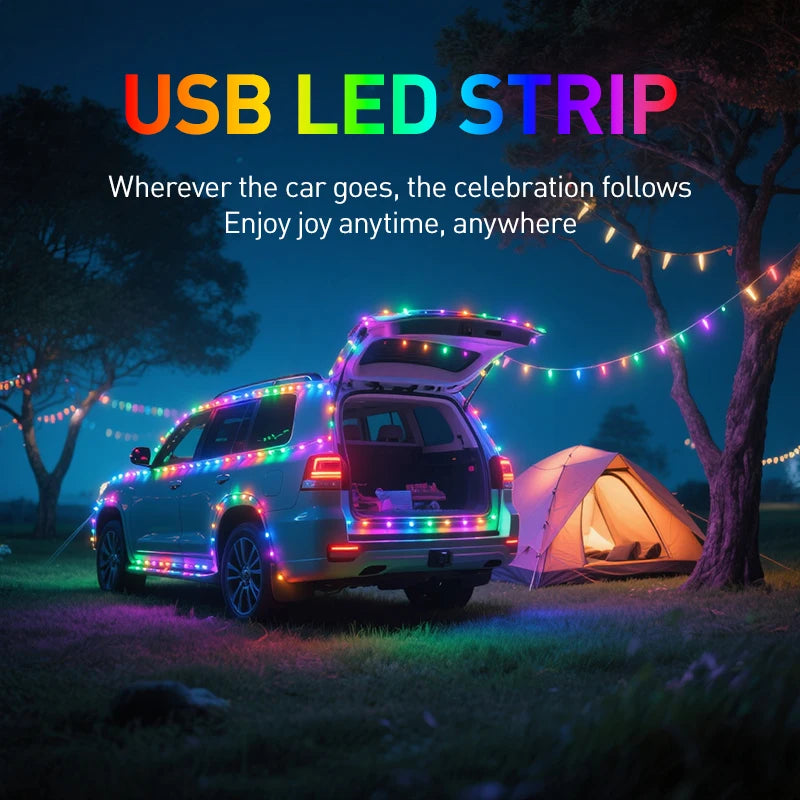 USB LED Strip Decorative Light — Car, Christmas, Halloween & Festive Atmosphere
