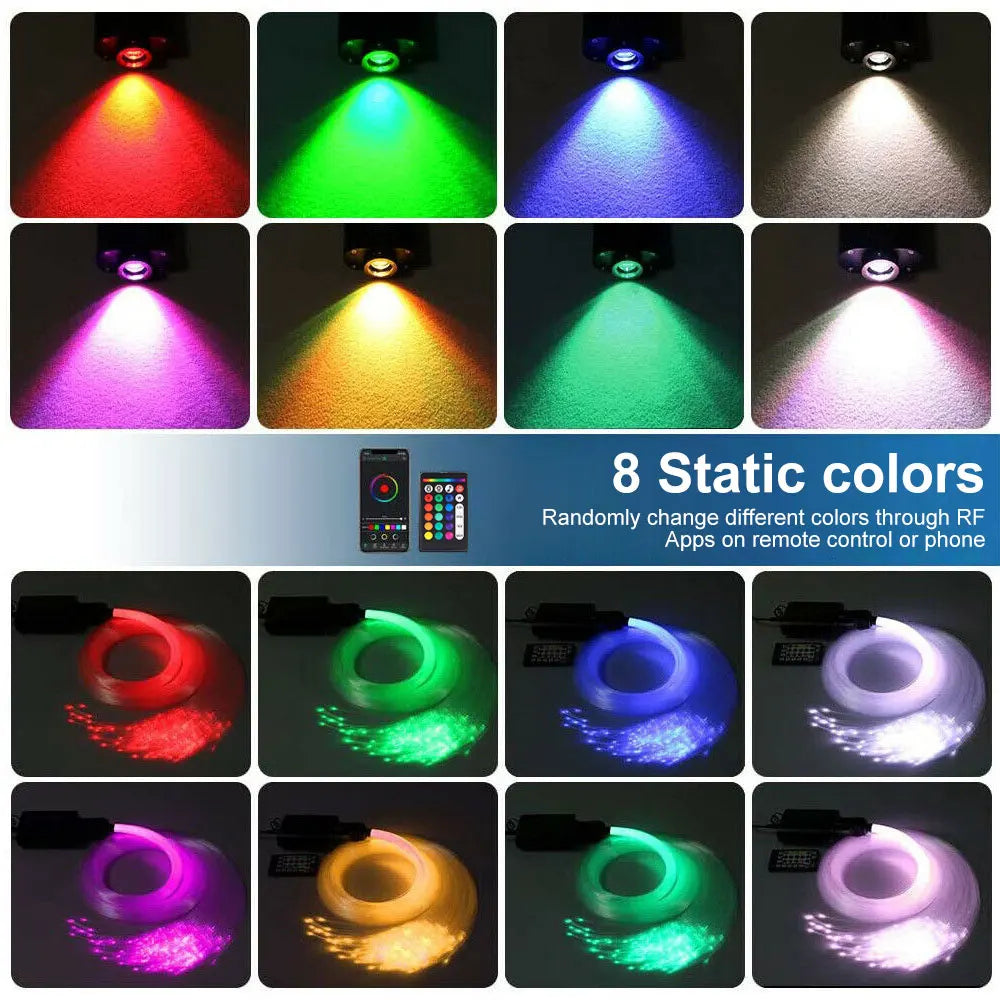 Car Starry Sky Fibre Optic Light — RGB 12W 8 Colour, Music & Voice Control