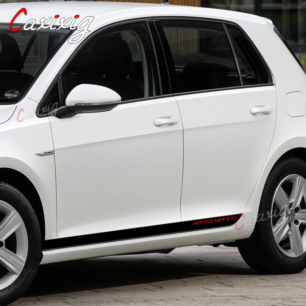 Sport Stripes Car Door Side Skirt Sticker Carbon Fiber Volkswagen