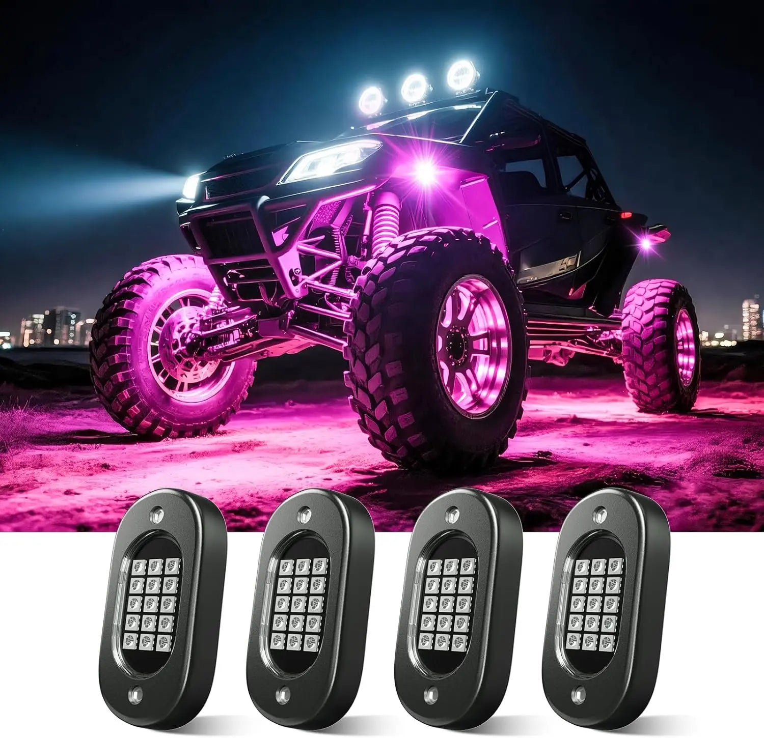 Honalia RGB LED Rock Lights — 4 / 6 / 8 / 10 / 12 Pod Kit, App Control, IP68