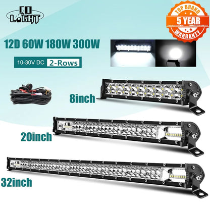 CO LIGHT Super Slim 12D LED Light Bar — 8" / 20" / 32" Spot Flood Combo, 12V / 24V
