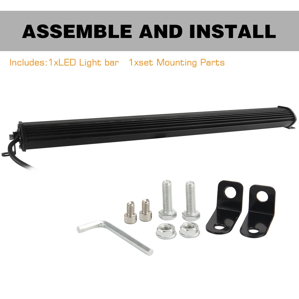CO LIGHT Super Slim 12D LED Light Bar — 8" / 20" / 32" Spot Flood Combo, 12V / 24V
