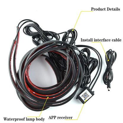 Car Underglow Neon LED Strip Kit — 8 Colour, Sound Active, App &amp; Remote Control