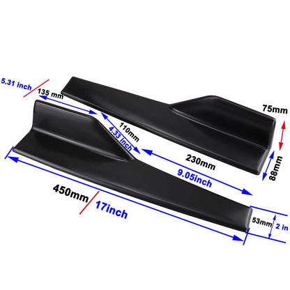 Universal 45cm Side Skirt Rocker Splitter Kit Black/Carbon Fiber Diffuser Extension Panel