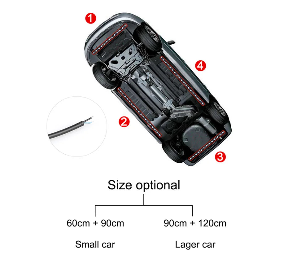 Car Underglow Neon LED Strip Kit — 8 Colour, Sound Active, App &amp; Remote Control