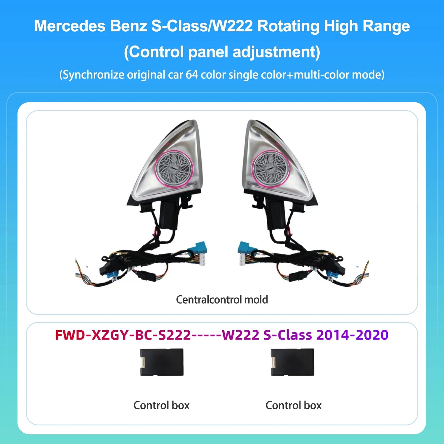 Mercedes-Benz 4D Rotating Tweeter Speaker — 64 Colour LED, W213 W205 X253 W222 W223 W206