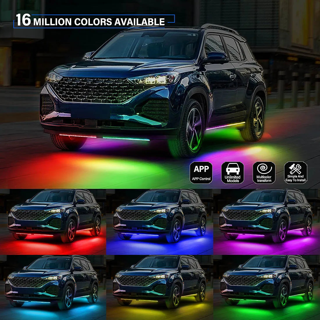 Car &amp; Motorcycle Underglow Neon RGB LED Atmosphere Light Strip — Customisable Flashing