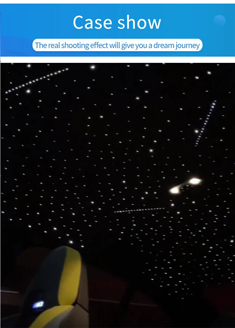 Starry sky roof for car, modified starry sky light with Bluetooth remote control, rgbw gypsophila, meteor kit, 12v