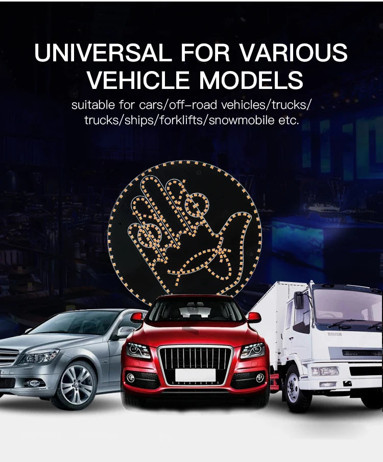Car LED Gesture Expression Light — Remote Control Middle Finger / Palm Light