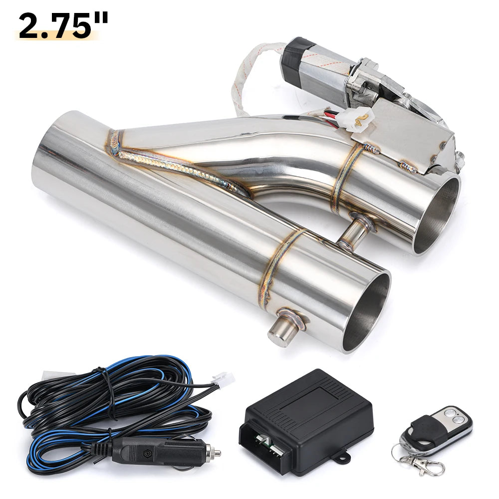 Universal Stainless Steel Dual-Valve Electric Exhaust Downpipe Cutout With Remote