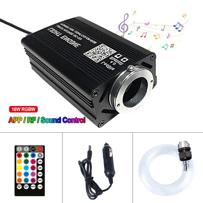 Car Starry Sky Fibre Optic Light — RGB 12W 8 Colour, Music &amp; Voice Control