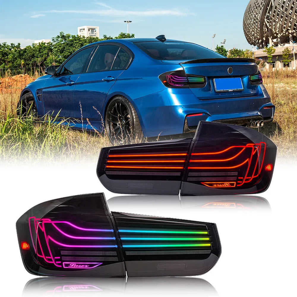 1Pair RGB Color LED Tail Light Fit For BMW 3 Series F30 Sedan 2013-2018 Rear Lamp Car Headlight Accessories