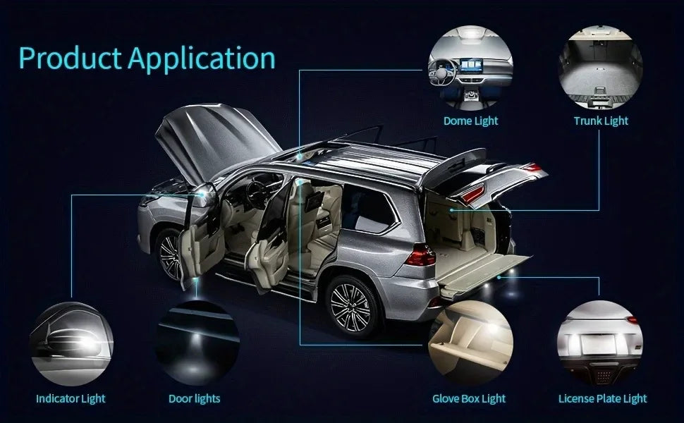 42Pcs T10 5050 Car LED Light Bulb Interior Dome Trunk License Plate Lamps Kit White for Bmw E53 E60 E90 LED Lamp