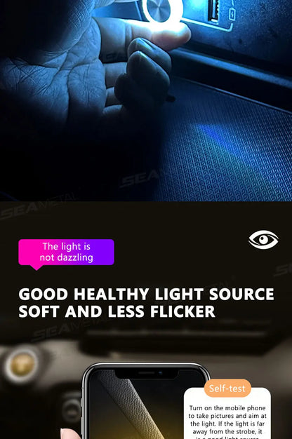 Portable USB Mini LED Car Ambient Atmosphere Lamp — Plug &amp; Play Interior Light