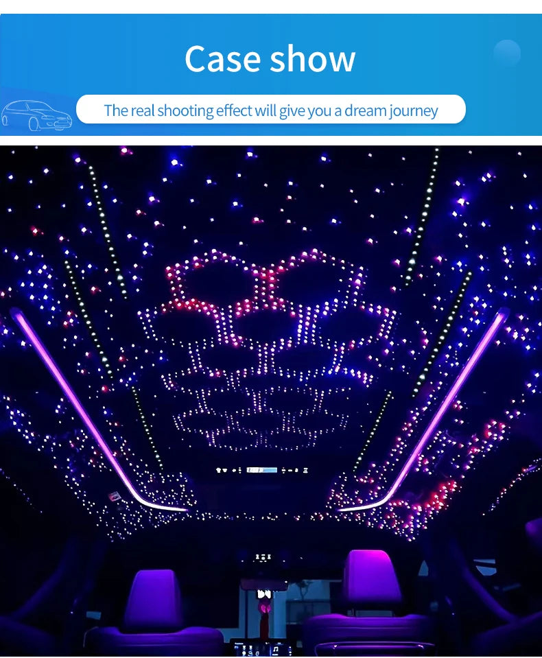 Car Starry Sky Ceiling Modified Flashing Starry Sky Double-Headed Voice-Controlled Rgbw Full-Color Breathing Ceiling Atmosphere Starry Sky Light with White Light