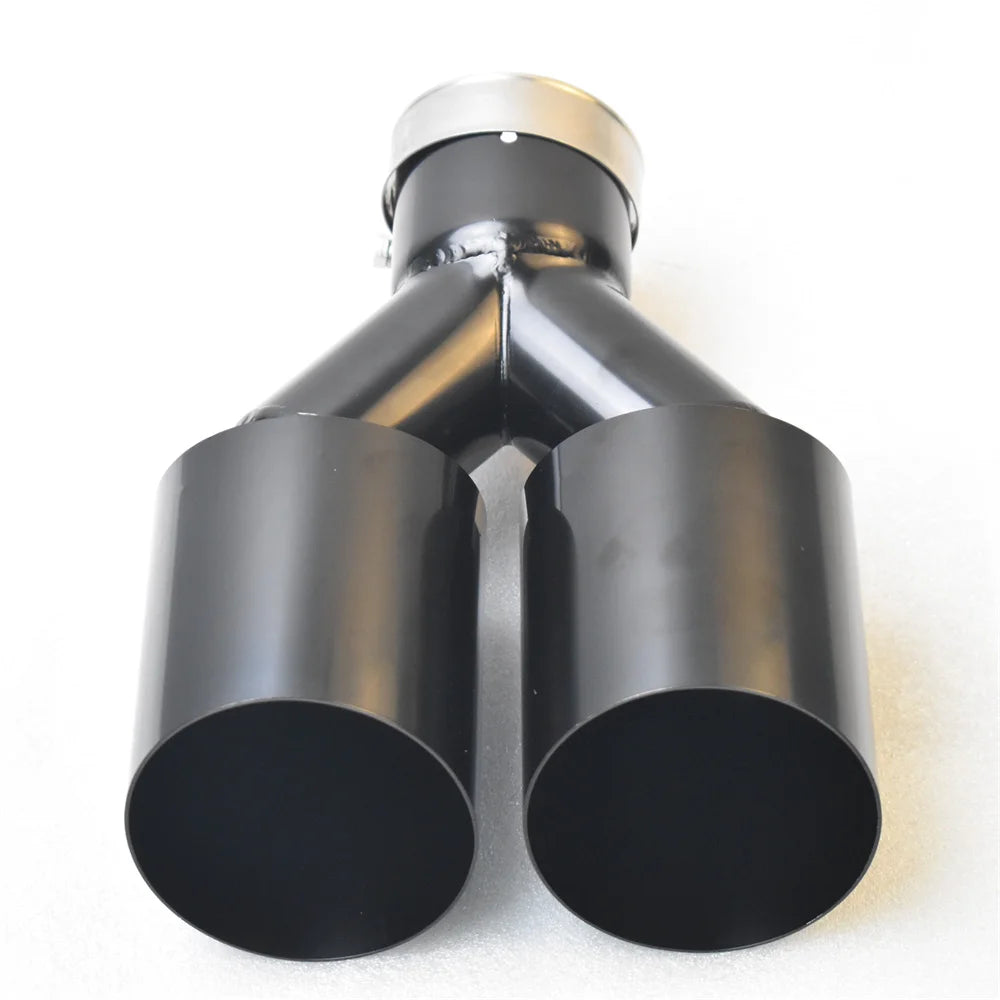 Stainless Steel BLACK Muffler Double Tube Exhaust Tail Pipe