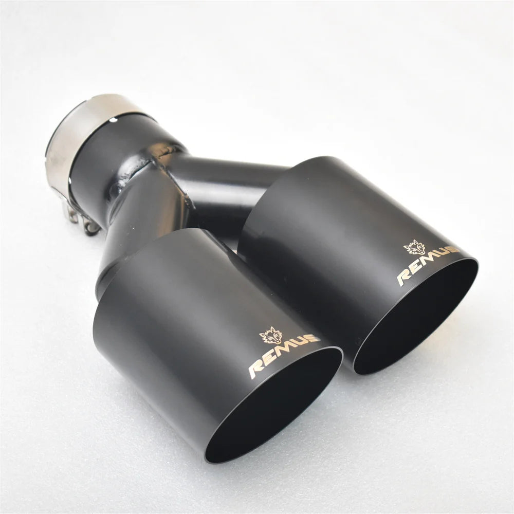 Stainless Steel BLACK Muffler Double Tube Exhaust Tail Pipe