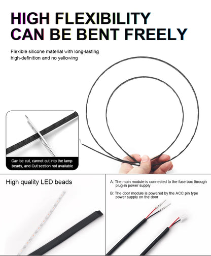 Led Car Ambient Lights RGB Symphony Streamer Bluetooth Rainbow Acrylic Strips