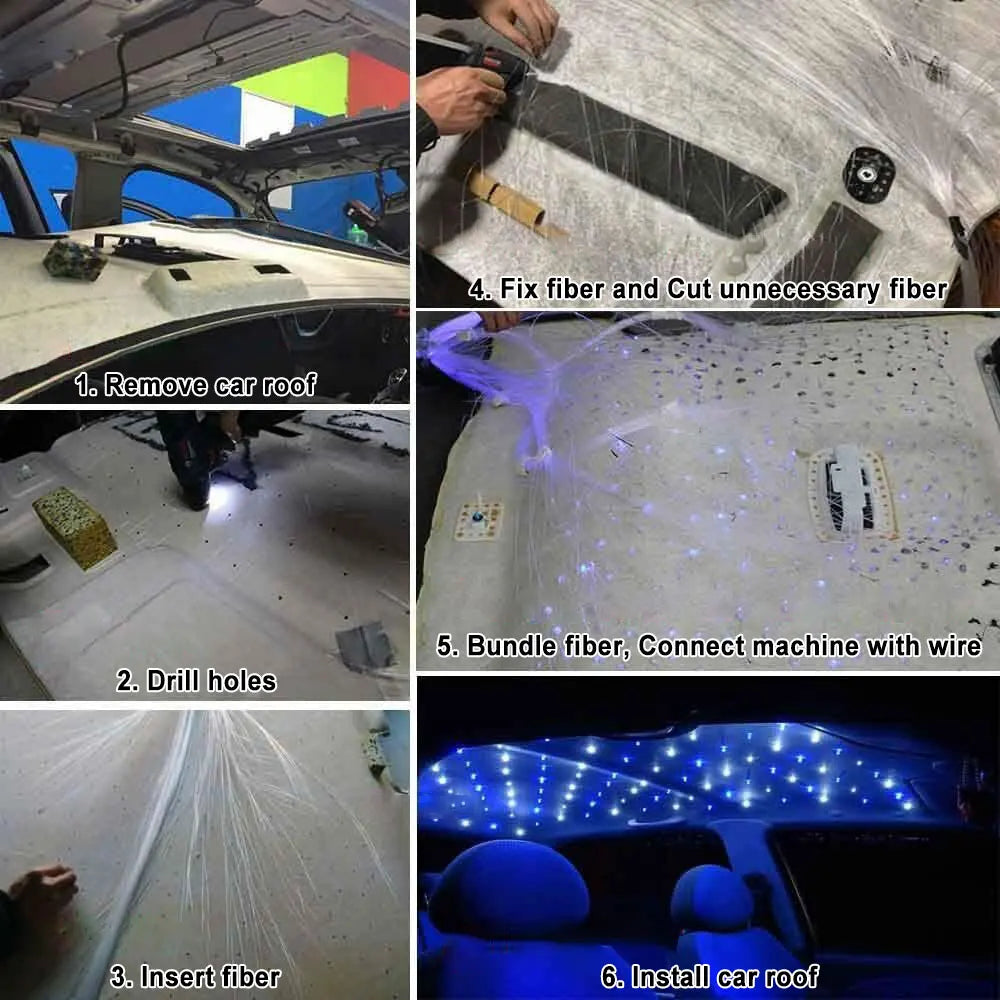 Car Starry Sky Fibre Optic Light — RGB 12W 8 Colour, Music &amp; Voice Control