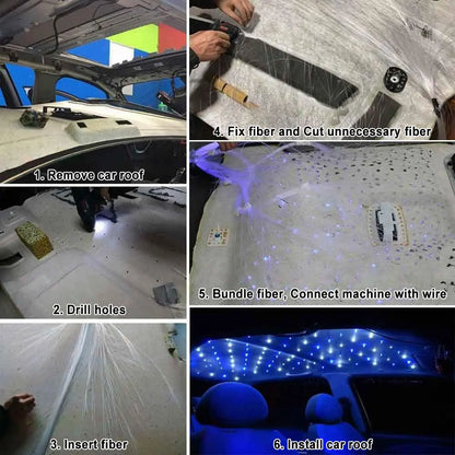 Car Starry Sky Fibre Optic Light — RGB 12W 8 Colour, Music &amp; Voice Control