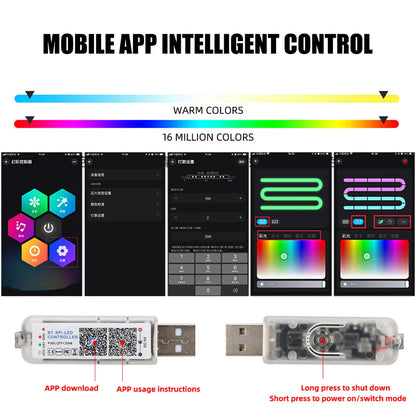 Universal Symphony RGB LED Streamer Ambient Light — USB App &amp; Remote, Tesla Model 3 / Y / S / X