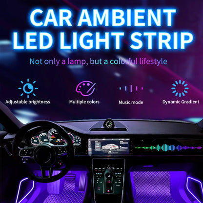 Car Foot Well LED Ambient Light Strip — USB / Cigarette Lighter, Music Sync Atmosphere Lamp