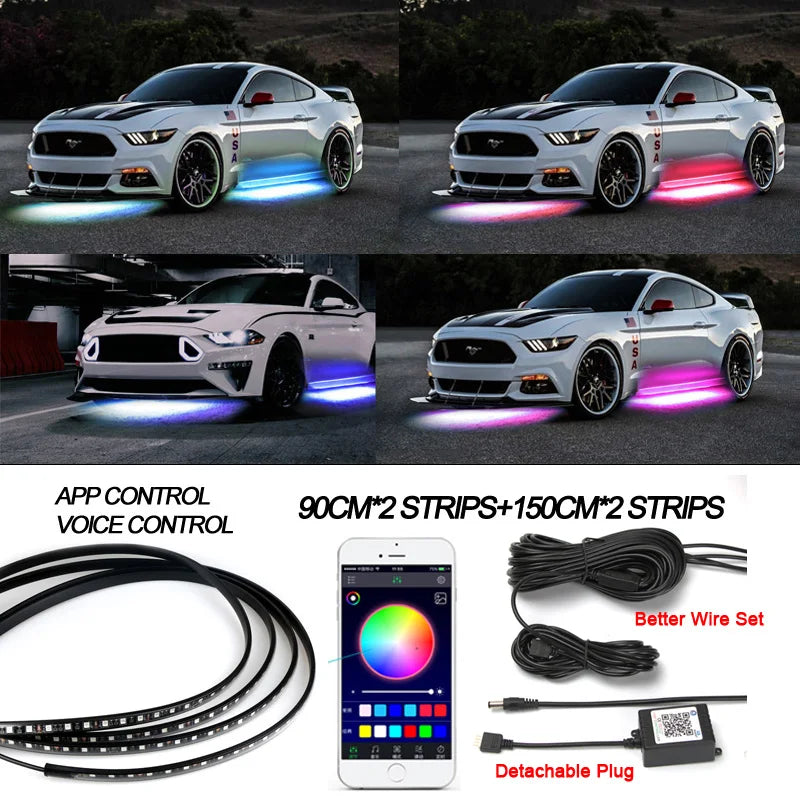 Car &amp; Motorcycle Underglow Neon RGB LED Atmosphere Light Strip — Customisable Flashing