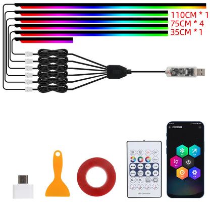 18-in-1 Symphony RGB LED Car Ambient Light Kit — App Control Acrylic Strip